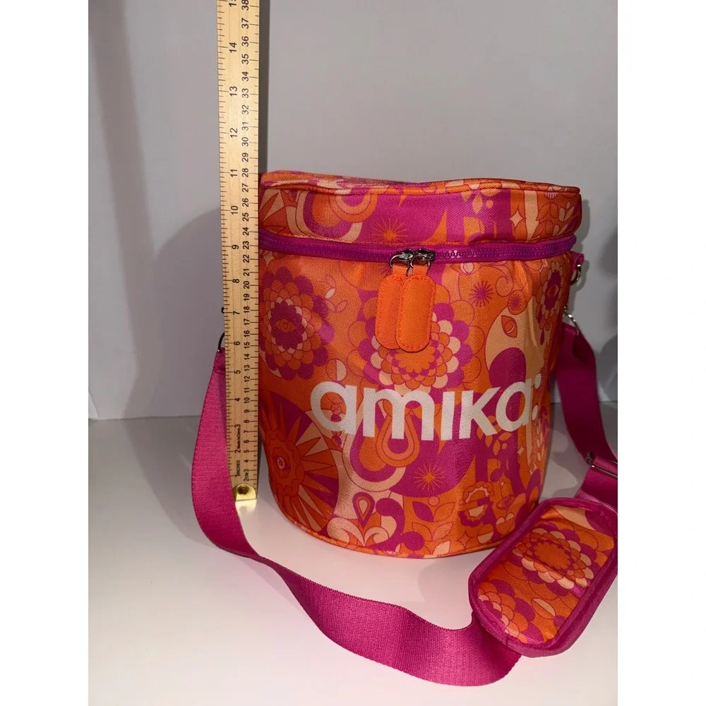 Amika Signature Print Insulated‎ Cooler Bag Pink Orange Floral Thermal Tote NEW